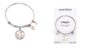 Unwritten Snowflake Design 8mm Clear Bead Shine Rose Gold Two Tone Bangle Bracelet Silver Plated Charms